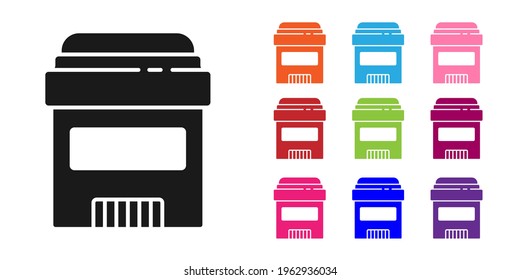 Black Antiperspirant deodorant roll icon isolated on white background. Cosmetic for body hygiene. Set icons colorful. Vector