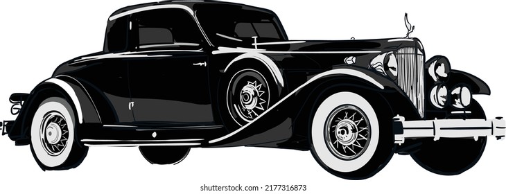 Black Antique Car Vector Illustration