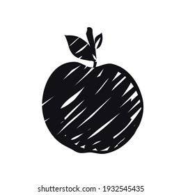 Black apple hand drawn logo icon sign ink sketch Fruit symbol emblem Modern abstract design Cartoon children's style Fashion print clothes apparel greeting invitation card cover flyer menu poster