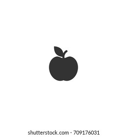 Black apple icon. Flat pictogram isolated on white. Vector illustration. Healthy food logo.