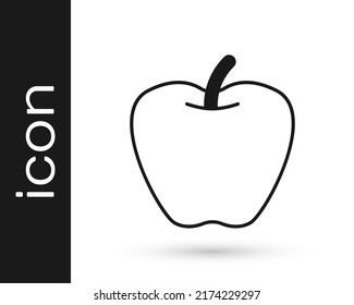 Icono de la manzana negra aislado en fondo blanco. Exceso de peso. Menú de dieta saludable. Gimnasio dieta manzana.  Vector