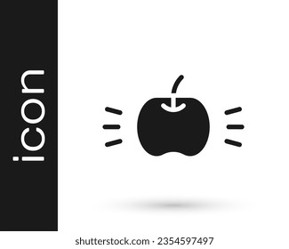 Black Apple icon isolated on white background. Fruit with leaf symbol.  Vector