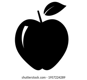 Black apple as icon on the white background. Vector