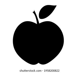 Black apple as icon on the white background. Vector