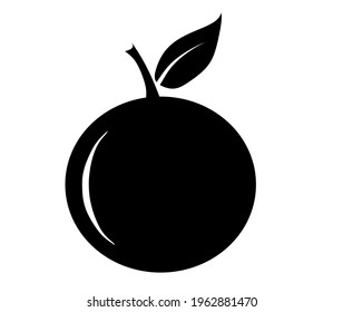 Black apple as icon on the white background. Vector