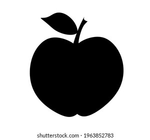 Black apple as icon on the white background. Vector