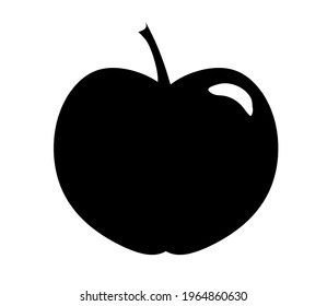 Black apple as icon on the white background. Vector