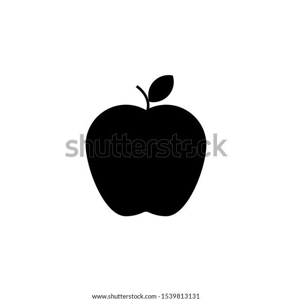 白い背景に黒いリンゴのアイコン のベクター画像素材 ロイヤリティフリー