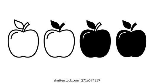 Icono de manzana negra que representa una dieta de nutrición alimentaria saludable y un concepto de estilo de vida equilibrado.