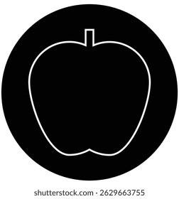Black Apple Icon  in Simple Line Art Style.