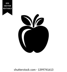 black Apple with leaf vector icon designs illustration logo