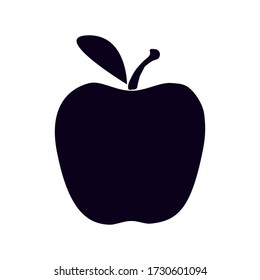 manzana negra sobre fondo blanco.  Vector de diseño plano.