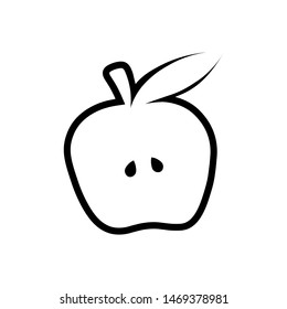 Black Apple vector outline icon. Modern minimal flat design style. illustration monochrome of apple logo.