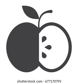 Black apple vector silhouette in white background