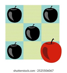 black apples and a red apple