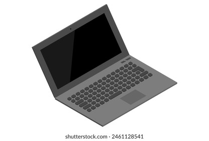 Black appliances: laptop computer, isometric illustration, Vector Illustration