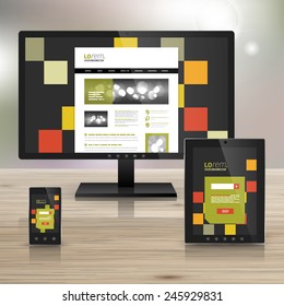 Black application template design for corporate identity with geometric pattern. Stationery set