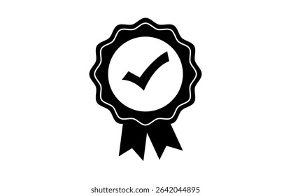 Black Approved certificate Vector art icon isolated on white background
