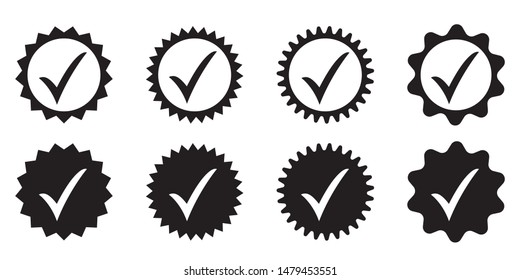 Black approved icon. Profile Verification. Accept badge.