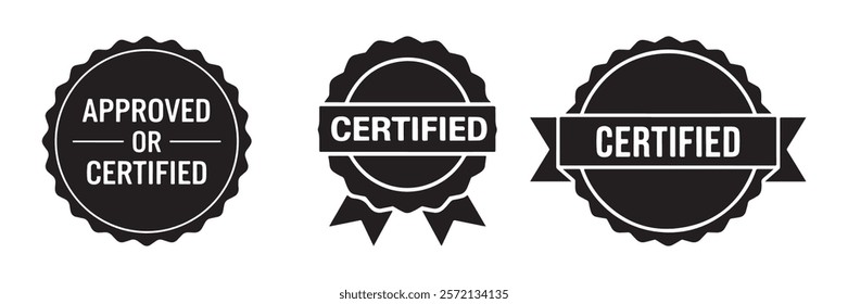 Black approved medal icon. Certified medal symbol icon. Black quality guarantee vector illustration
