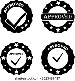 Black Approved Stamp Stickers Vector Graphic