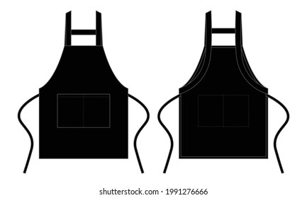 Black Apron With H-Style Template Vector On White Background.