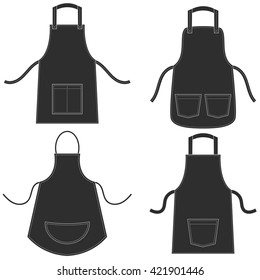 Black Apron Set Isolated On White