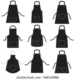 black apron set isolated on white