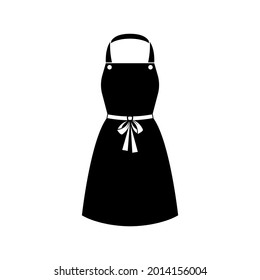 Black apron with black straps and a white belt for women. View front. Isolated vector illustration