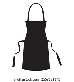 Black Apron Vector Illustration Silhouette Isolated On White Background, Icon Vector Design.
