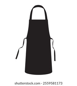 Black Apron Vector Illustration Silhouette Isolated On White Background, Icon Vector Design.
