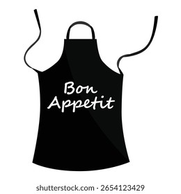 Silhueta de vetor de avental preto isolada no fundo branco. Ícone de avental. Bon appetit