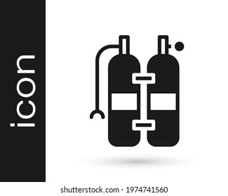 Black Aqualung icon isolated on white background. Oxygen tank for diver. Diving equipment. Extreme sport. Sport equipment.  Vector