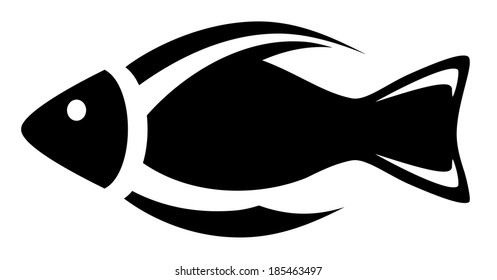 black aquarium symbol - isolated icon with fish silhouette