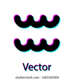 Black Aquarius zodiac sign icon isolated on white background. Astrological horoscope collection.  Vector Illustration