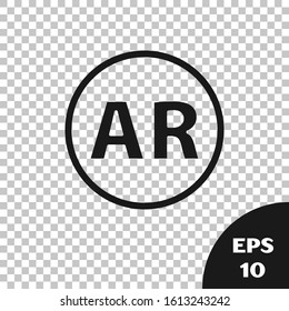 Black Ar, augmented reality icon isolated on transparent background.  Vector Illustration