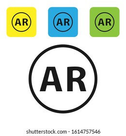 Black Ar, augmented reality icon isolated on white background. Set icons colorful square buttons. Vector Illustration