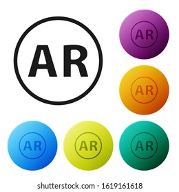 Black Ar, augmented reality icon isolated on white background. Set icons colorful circle buttons. Vector Illustration