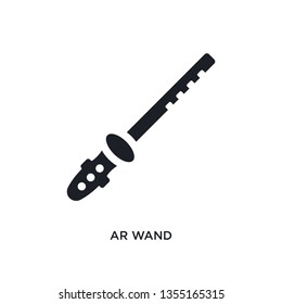 black ar wand isolated vector icon. simple element illustration from augmented reality concept vector icons. ar wand editable black logo symbol design on white background. can be use for web and