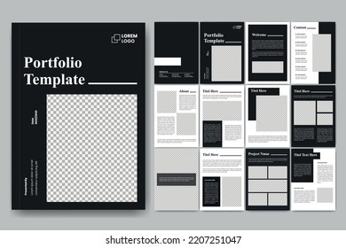 Plantilla de portafolio de arquitectura negra e interior y diseño de la revista, folleto, presentación, folleto