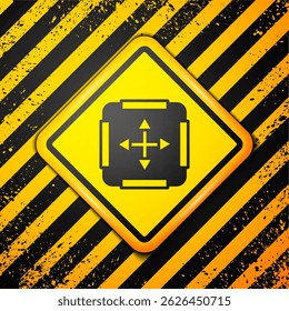 Black Area measurement icon isolated on yellow background. Warning sign. Vector
