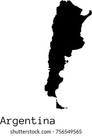 Black Argentina  map vector silhouette