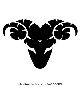 Black aries isolated on white