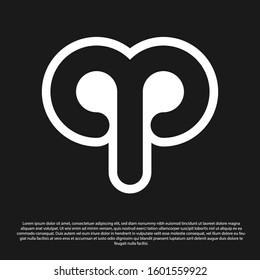 Black Aries zodiac sign icon isolated on black background. Astrological horoscope collection.  Vector Illustration