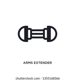 black arms extender isolated vector icon. simple element illustration from gym and fitness concept vector icons. arms extender editable logo symbol design on white background. can be use for web and