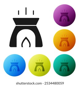 Black Aroma candle icon isolated on white background. Set icons in color circle buttons. Vector