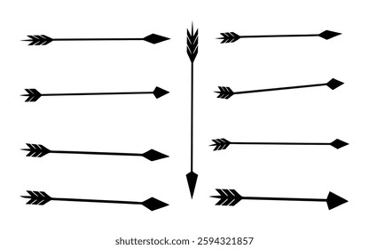 black arow icon set vector silhouette design