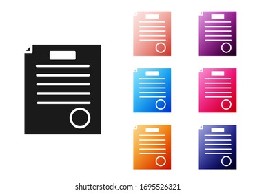 Black The arrest warrant icon isolated on white background. Warrant, police report, subpoena. Justice concept. Set icons colorful. Vector Illustration