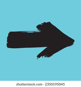 black arrow abstract brush stroke  illustration isolated in blue light background