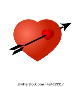 Black arrow broke through the red heart